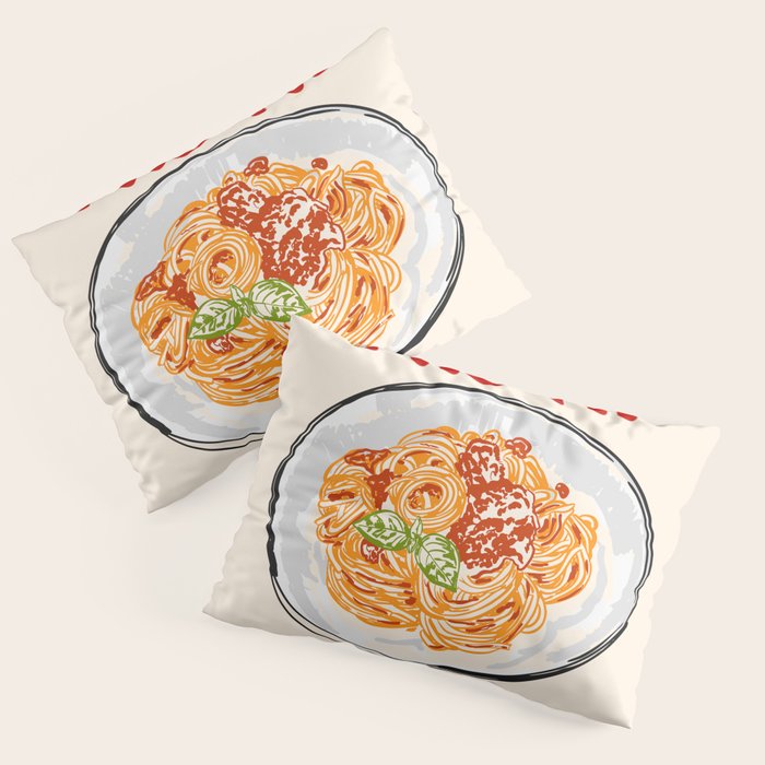 Pasta Lover Club - Italian Spaghetti Illustration Pillow Sham Gallery Image 1