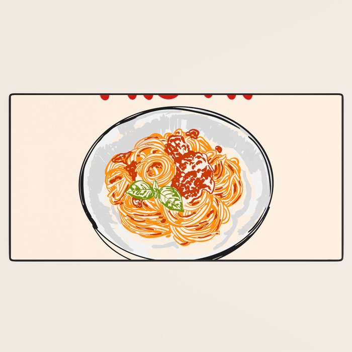 Pasta Lover Club - Italian Spaghetti Illustration Desk Mat Gallery Image 3