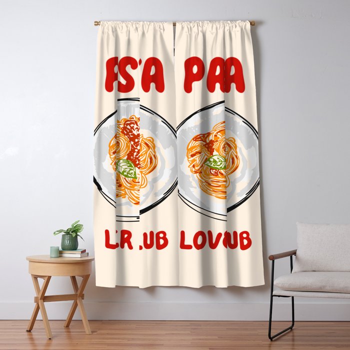 Pasta Lover Club - Italian Spaghetti Illustration Window Curtain Gallery Image 5