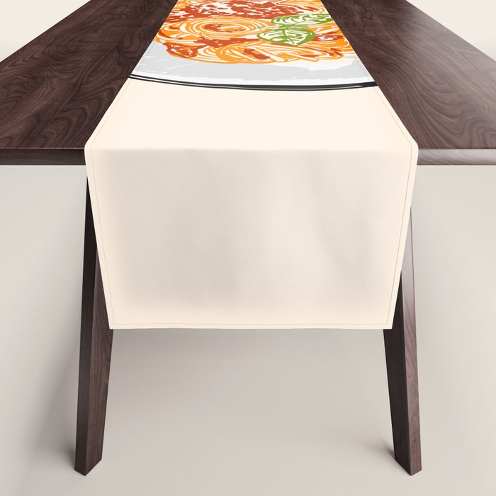 Pasta Lover Club - Italian Spaghetti Illustration Table Runner Gallery Image 1