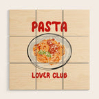 Pasta Lover Club - Italian Spaghetti Illustration Wood Wall Art Gallery Image 1