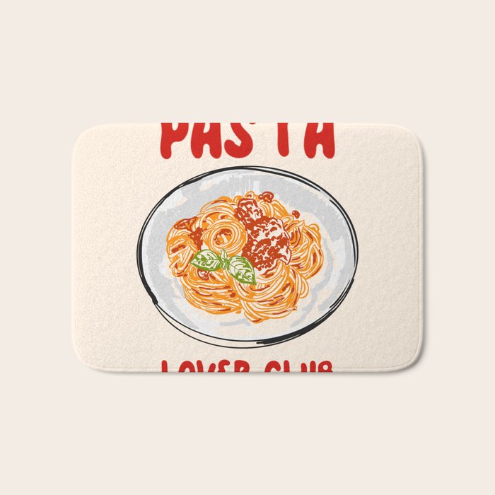 Pasta Lover Club - Italian Spaghetti Illustration Bath Mat Gallery Image 1