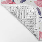Pink and Blue Floral Tapestry, Poppy Seamless Pattern Bath Mat Gallery Image 2