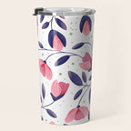 Pink and Blue Floral Tapestry, Poppy Seamless Pattern Travel Mug Gallery Image 3