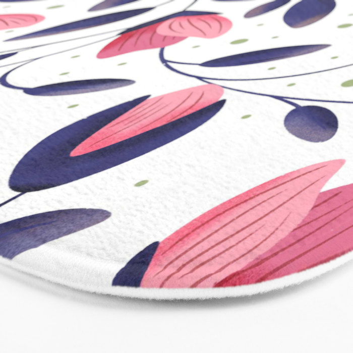 Pink and Blue Floral Tapestry, Poppy Seamless Pattern Bath Mat Gallery Image 3