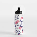 Pink and Blue Floral Tapestry, Poppy Seamless Pattern Water Bottle Gallery Image 2
