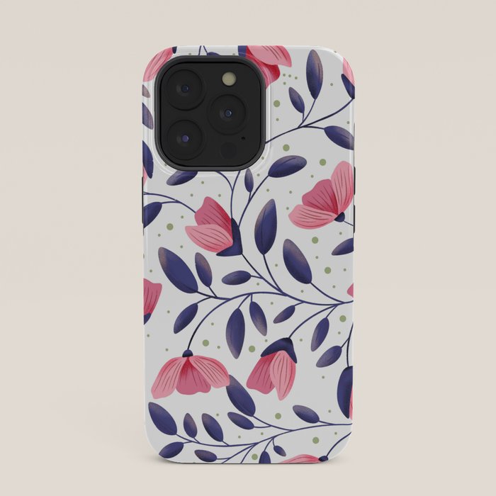 Pink and Blue Floral Tapestry, Poppy Seamless Pattern iPhone Case Gallery Image 35