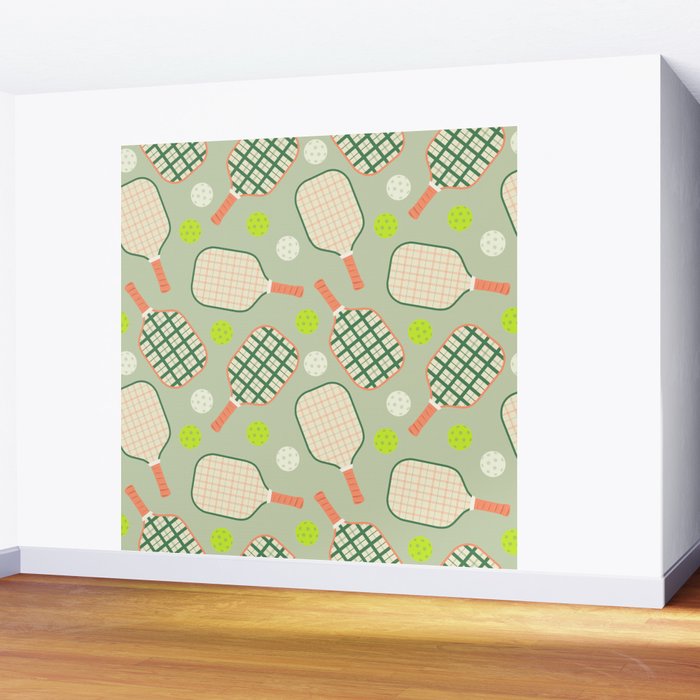 Retro Pickleball Pattern Wall Mural Gallery Image 2