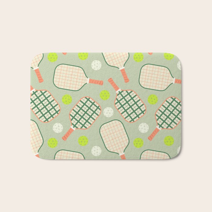 Retro Pickleball Pattern Bath Mat Gallery Image 1