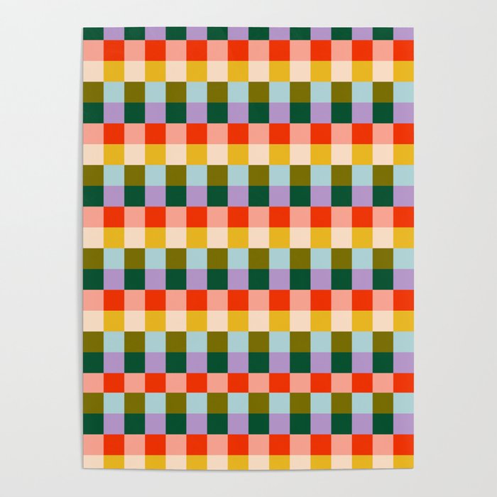Checkered Rainbow Retro Vibe  Poster Gallery Image 4