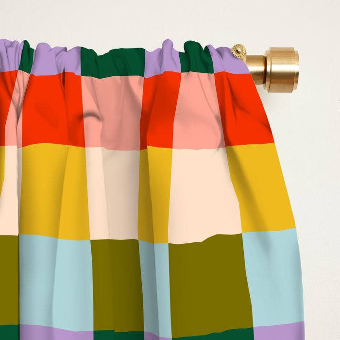 Checkered Rainbow Retro Vibe  Window Curtain Gallery Image 2