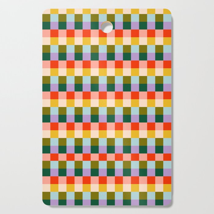 Checkered Rainbow Retro Vibe  Cutting Board Gallery Image 1