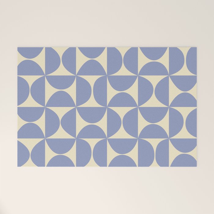 Mid Century Abstract Geometric Pattern in Blue Welcome Mat Gallery Image 1