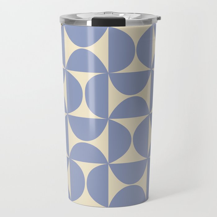 Mid Century Abstract Geometric Pattern in Blue Travel Mug Gallery Image 1