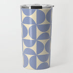 Mid Century Abstract Geometric Pattern in Blue Travel Mug Gallery Image 1