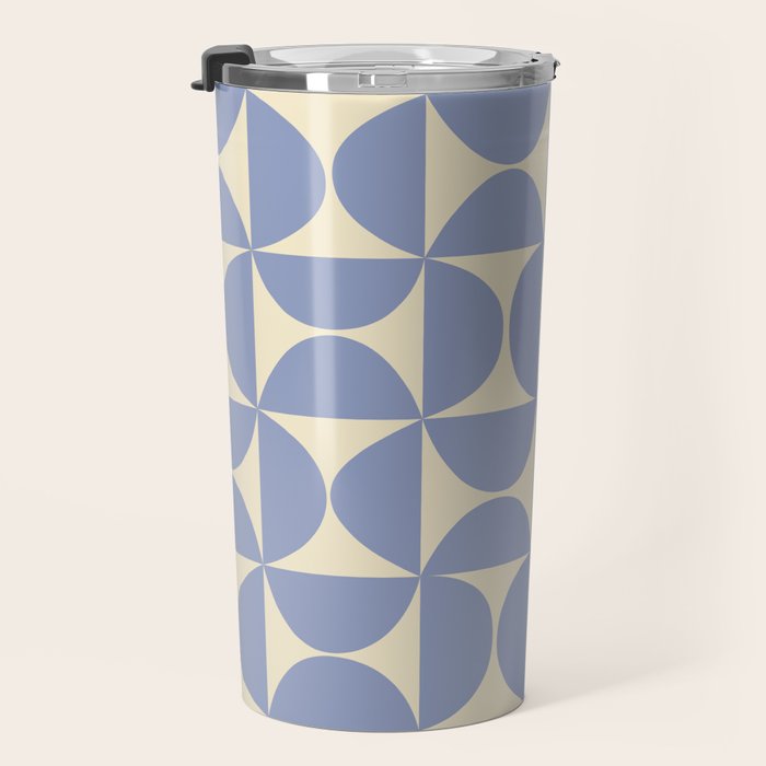 Mid Century Abstract Geometric Pattern in Blue Travel Mug Gallery Image 3