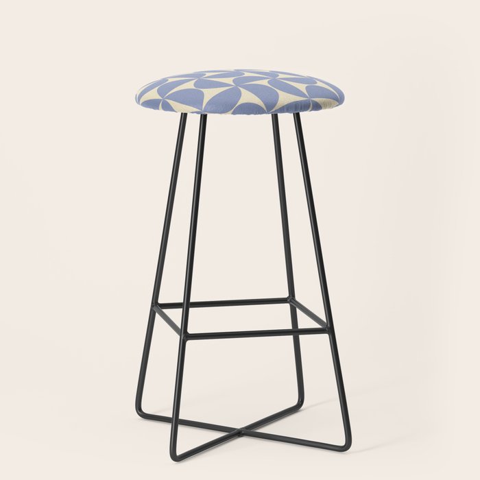 Mid Century Abstract Geometric Pattern in Blue Stool Gallery Image 1