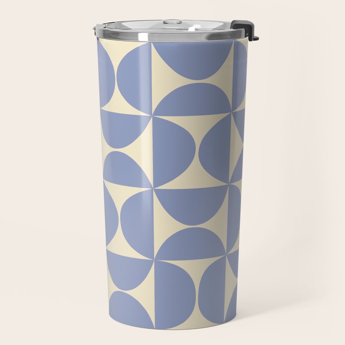 Mid Century Abstract Geometric Pattern in Blue Travel Mug Gallery Image 2