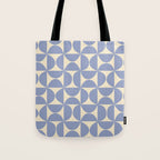 Mid Century Abstract Geometric Pattern in Blue Tote Bag Gallery Image 1