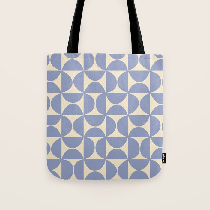 Mid Century Abstract Geometric Pattern in Blue Tote Bag Gallery Image 1
