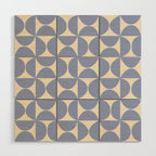 Mid Century Abstract Geometric Pattern in Blue Wood Wall Art Gallery Image 1