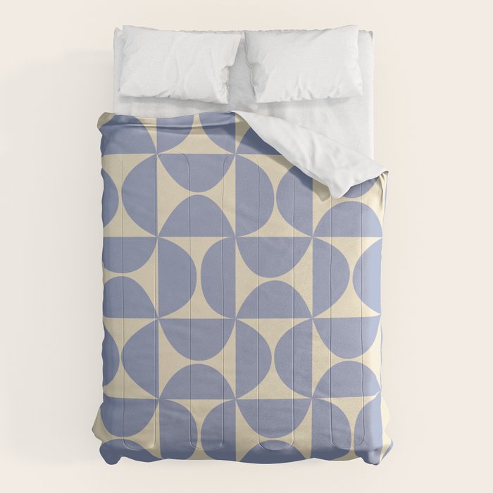 Mid Century Abstract Geometric Pattern in Blue Comforter Gallery Image 6