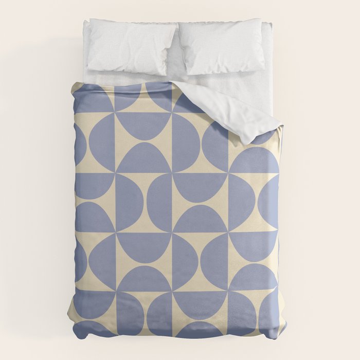 Mid Century Abstract Geometric Pattern in Blue Duvet Cover Gallery Image 6