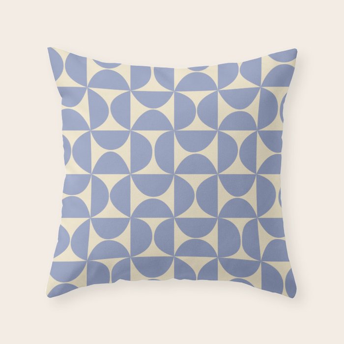 Mid Century Abstract Geometric Pattern in Blue Throw Pillow Gallery Image 1