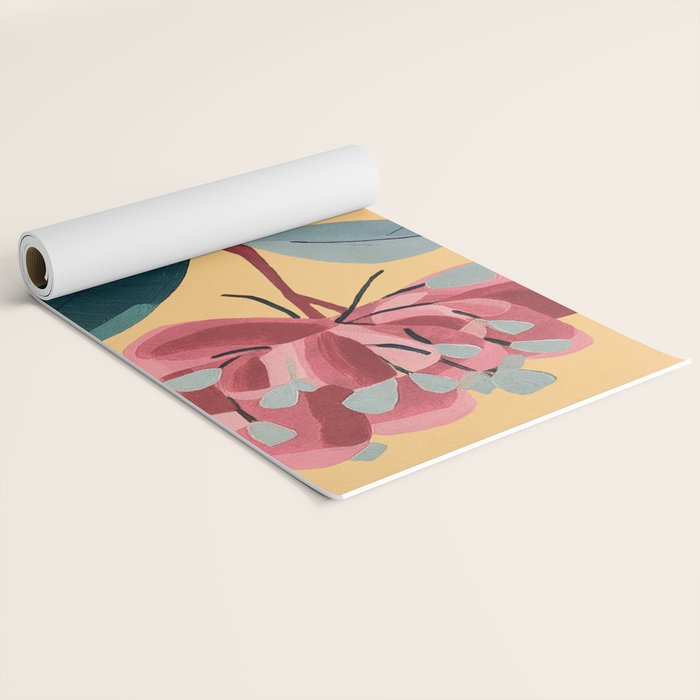 Rose Stem with Dusty Blue Leaves Yoga Mat Gallery Image 2