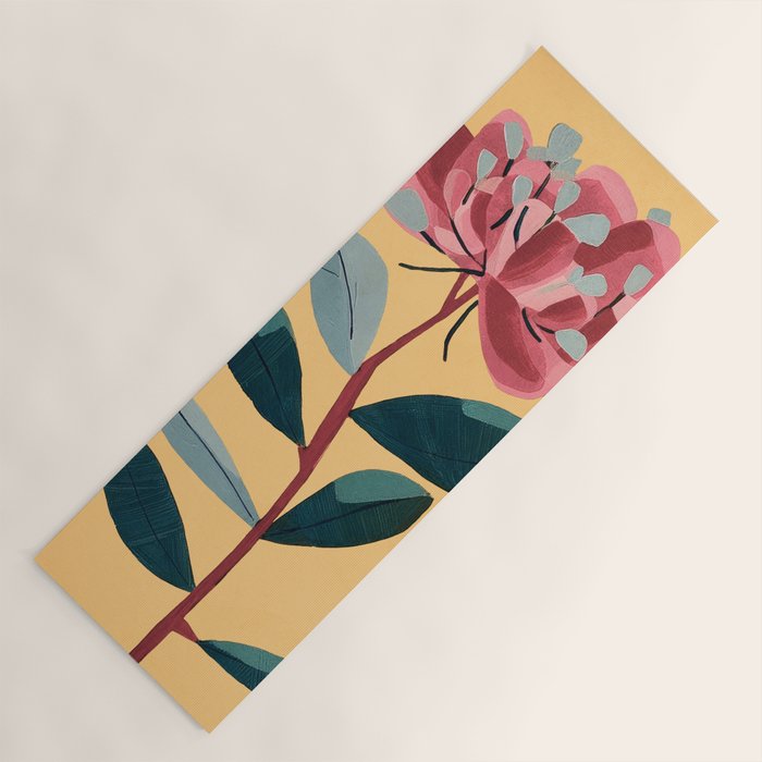 Rose Stem with Dusty Blue Leaves Yoga Mat Gallery Image 1