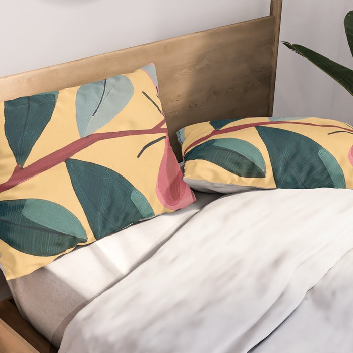 Rose Stem with Dusty Blue Leaves Pillow Sham Gallery Image 2