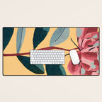 Rose Stem with Dusty Blue Leaves Desk Mat Gallery Image 1
