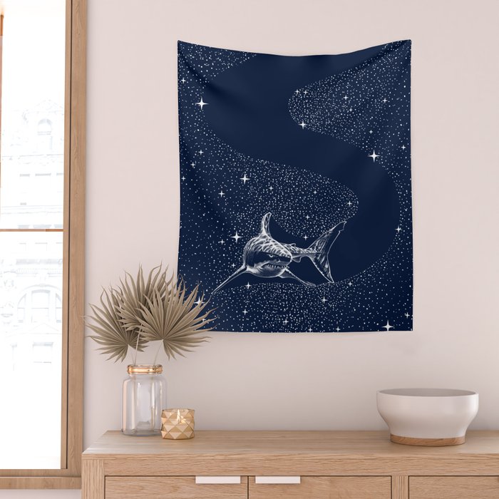 Starry Shark Wall Tapestry Gallery Image 2