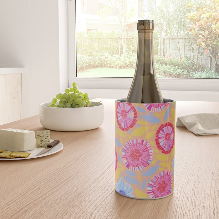 Folk Floral Blossoms in Pastel Pink Wine Chiller Gallery Image 4