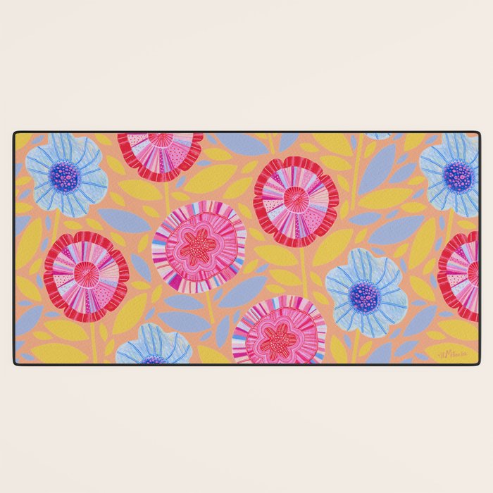 Folk Floral Blossoms in Pastel Pink Desk Mat Gallery Image 3