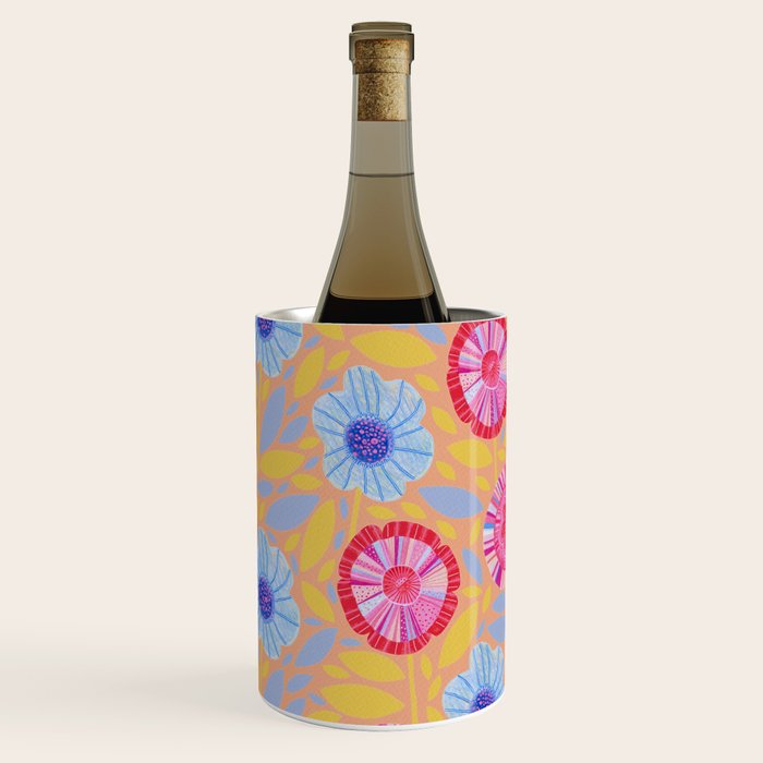 Folk Floral Blossoms in Pastel Pink Wine Chiller Gallery Image 2