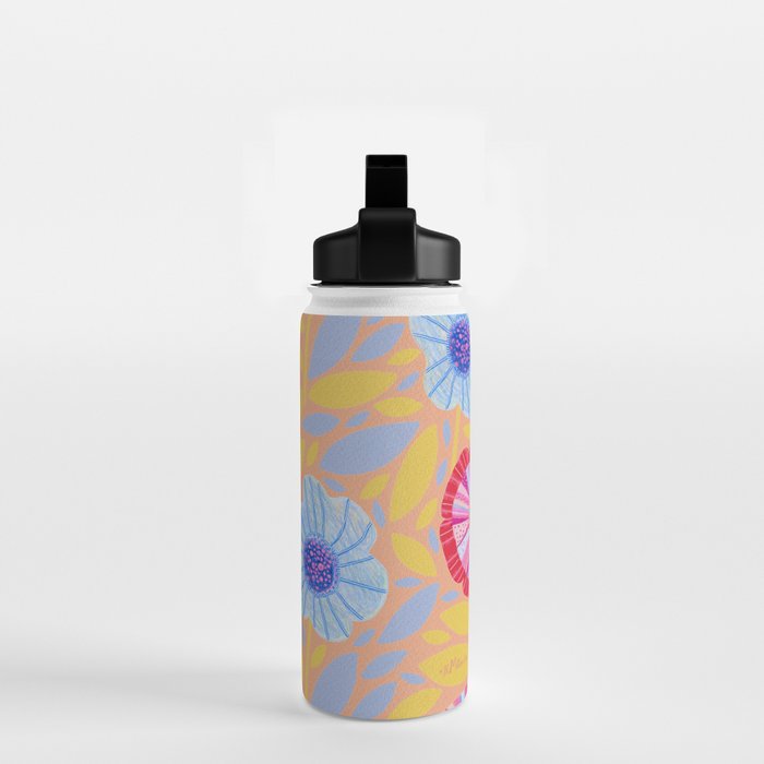 Folk Floral Blossoms in Pastel Pink Water Bottle Gallery Image 2