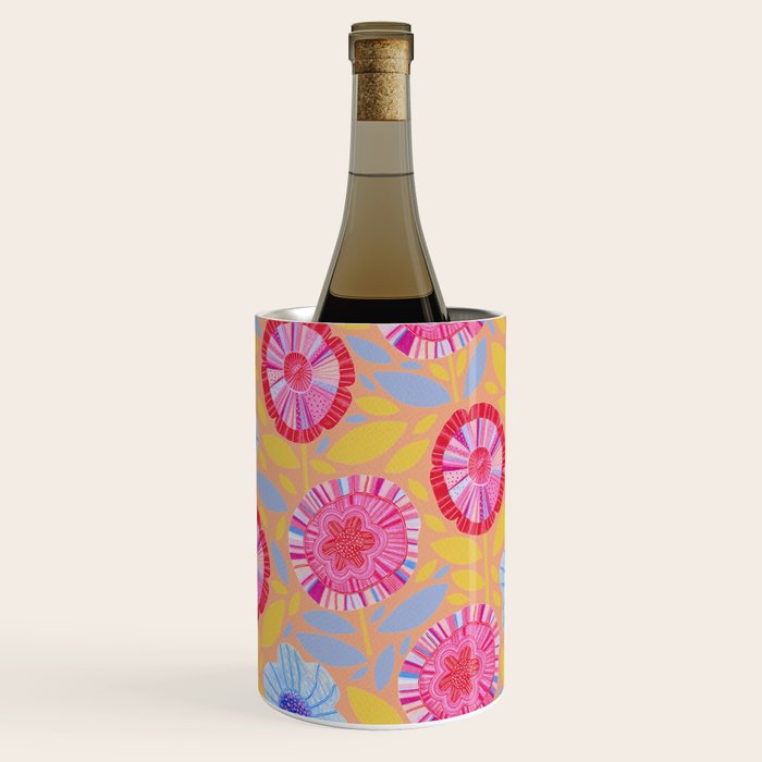 Folk Floral Blossoms in Pastel Pink Wine Chiller Gallery Image 1