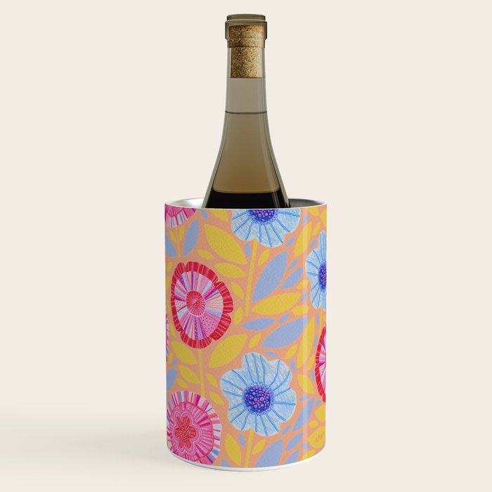 Folk Floral Blossoms in Pastel Pink Wine Chiller Gallery Image 3