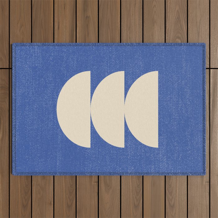Half Circle 3 - Blue Texture Outdoor Rug Gallery Image 1