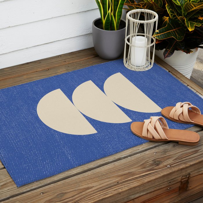 Half Circle 3 - Blue Texture Outdoor Rug Gallery Image 2