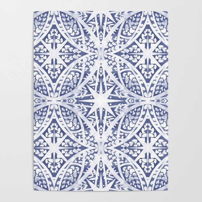 Leaves indigo fantasy tiled 4 Poster Gallery Image 4
