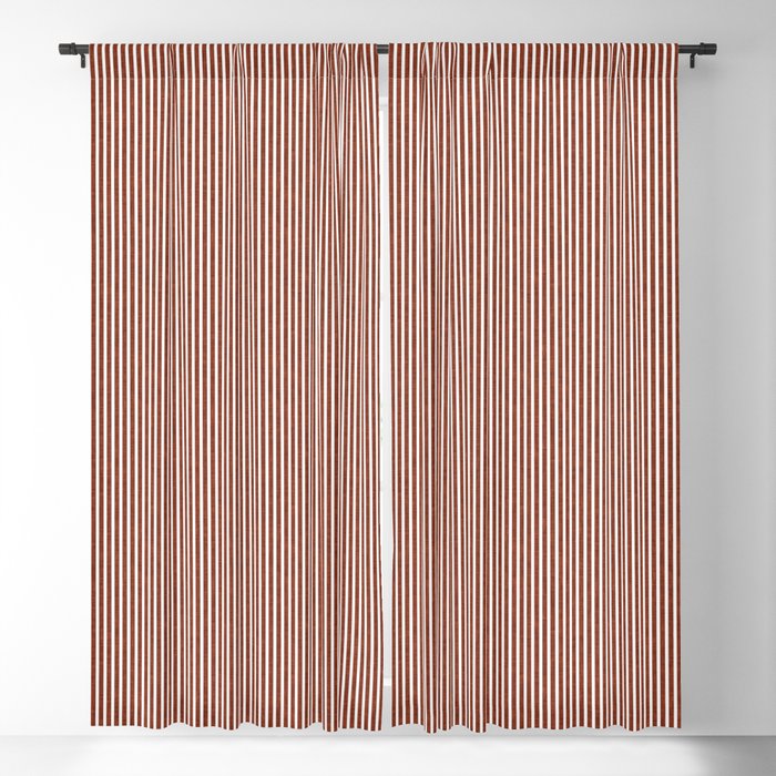 linen textured stripes - rust Window Curtain