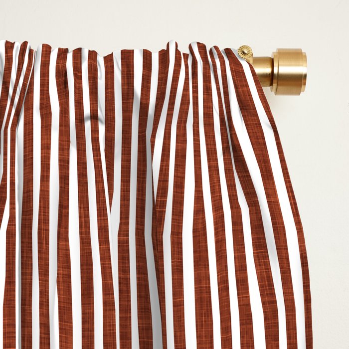 linen textured stripes - rust Window Curtain Gallery Image 2