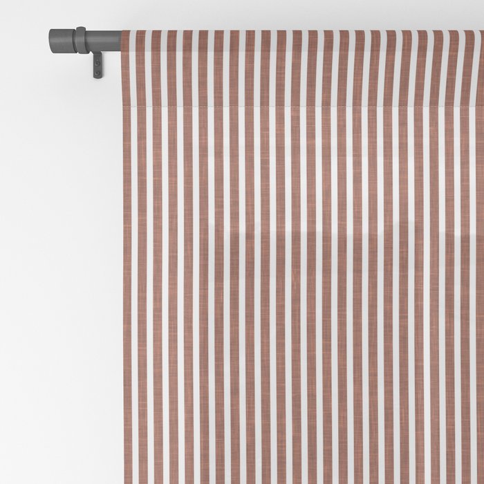 linen textured stripes - rust Window Curtain Gallery Image 2