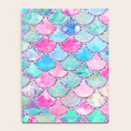 Colorful Pink and Blue Watercolor Trendy Glitter Mermaid Scales  Notebook Gallery Image 4