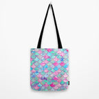 Colorful Pink and Blue Watercolor Trendy Glitter Mermaid Scales  Tote Bag Gallery Image 2