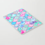 Colorful Pink and Blue Watercolor Trendy Glitter Mermaid Scales  Notebook Gallery Image 3