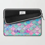 Colorful Pink and Blue Watercolor Trendy Glitter Mermaid Scales  Laptop Sleeve Gallery Image 2