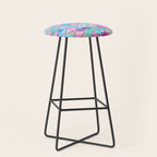 Colorful Pink and Blue Watercolor Trendy Glitter Mermaid Scales  Stool Gallery Image 1